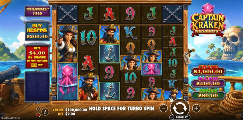 Captain kraken Megaways base game