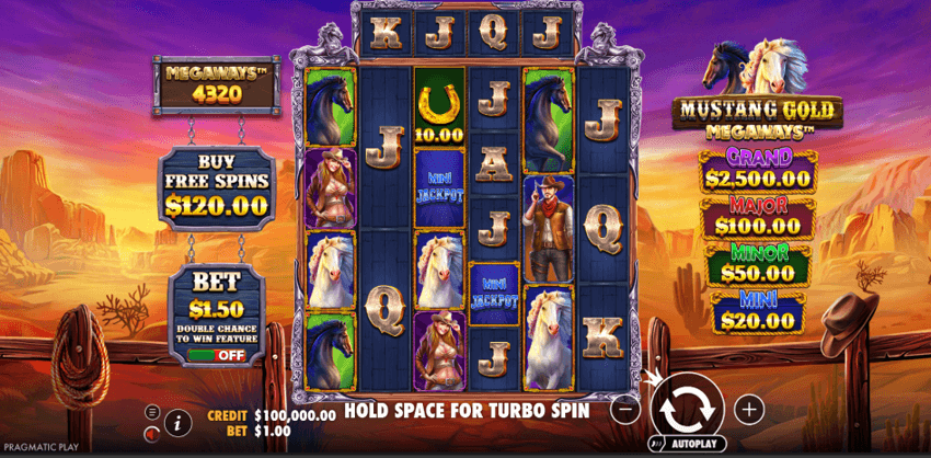 Mustang gold megaways screen