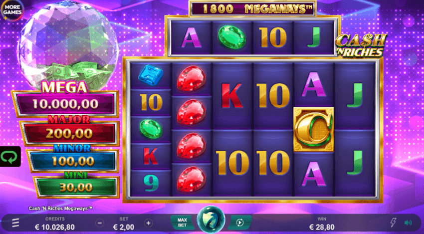 Cash 'N Riches Megaways Gameplay Interface
