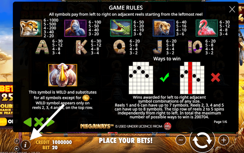 Paytable